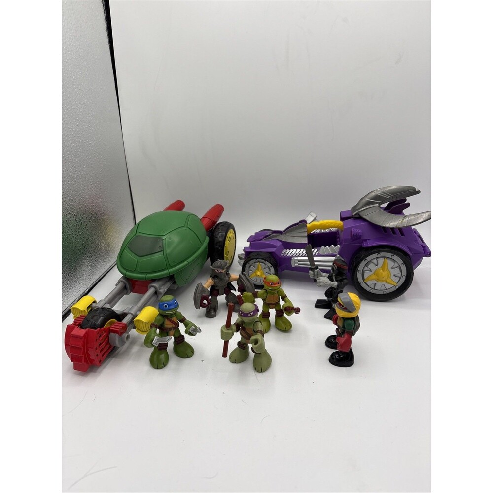 Lot Of Playmates TMNT Half Shell Heroes Action Figures 2 Vehicles